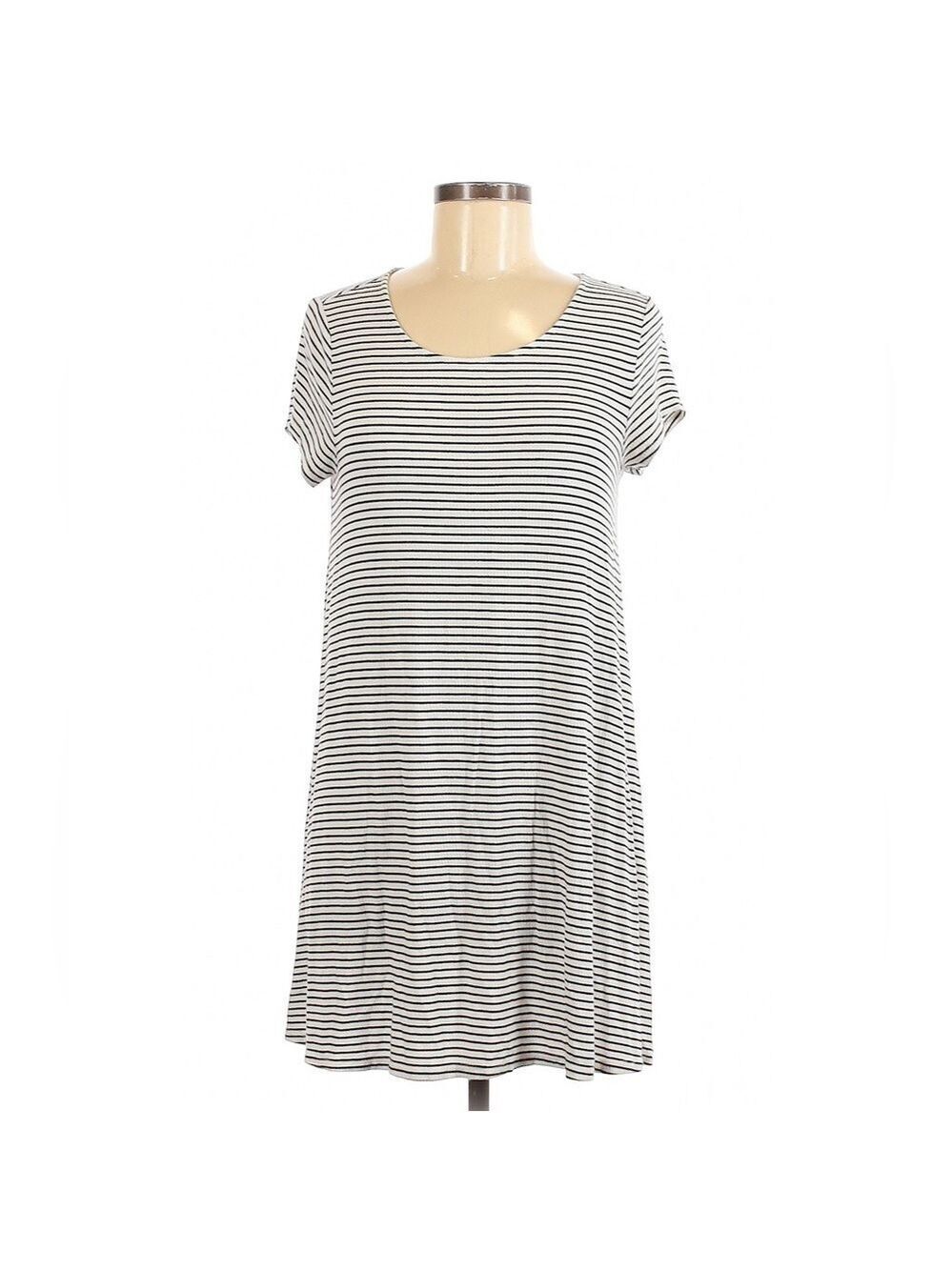 Mossimo Women's Black White Striped T Shirt Dress Medium